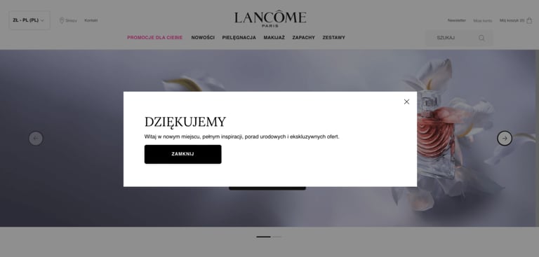 podziękowanie za zapis do newslettera