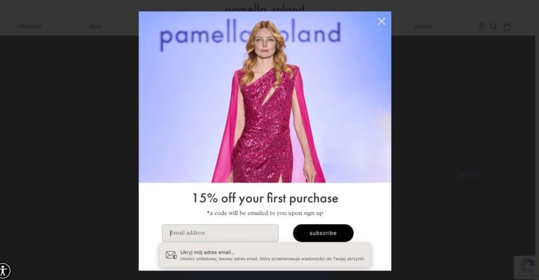 przykład zniżki za zapis do newslettera