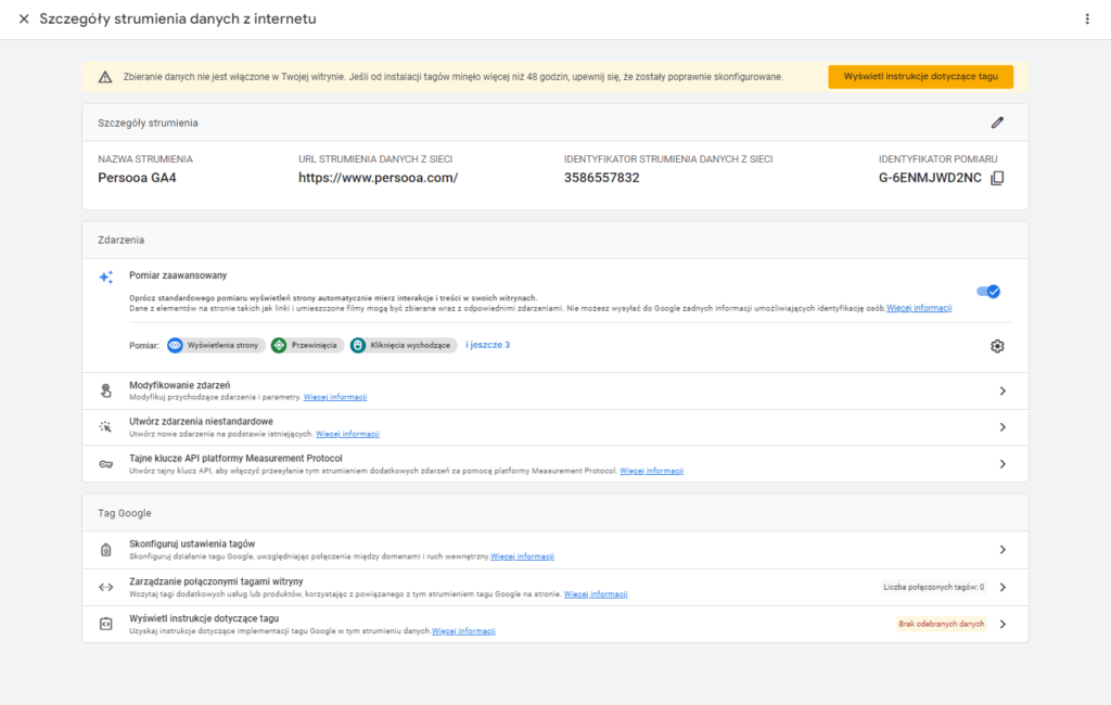 ga4 szczegóły strumienia danych