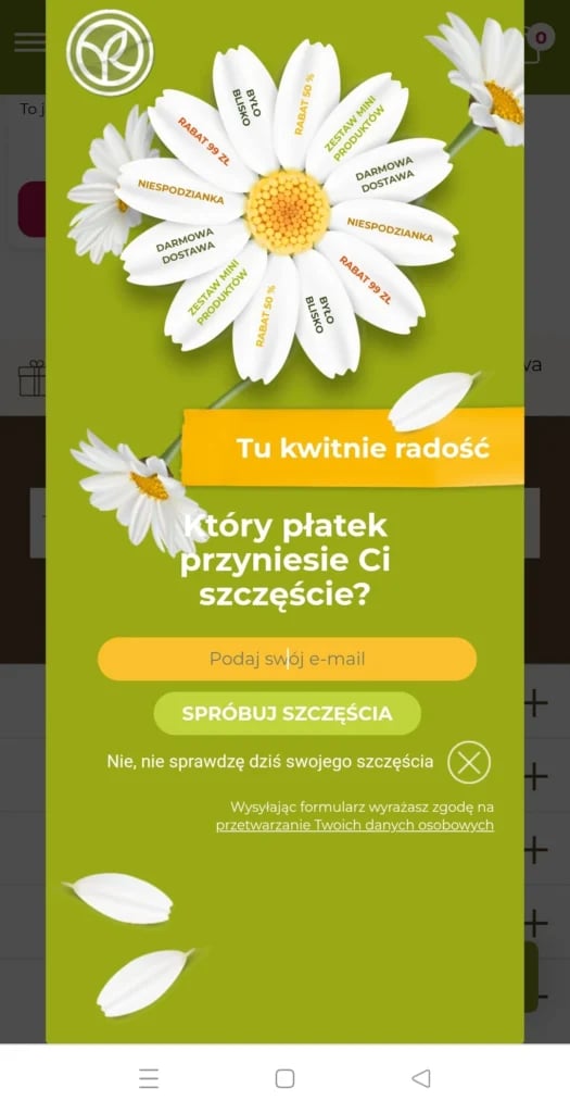 pop-up przykład