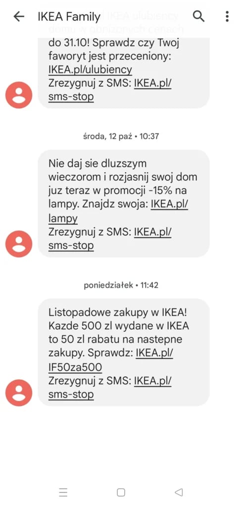 komunikacja SMS przykłąd
