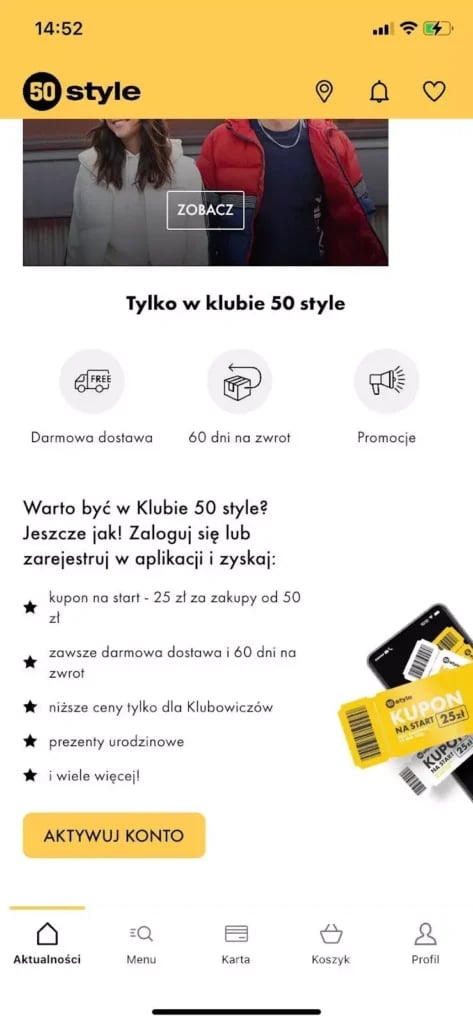 aplikacja klub 50 style lojalizacja klientów