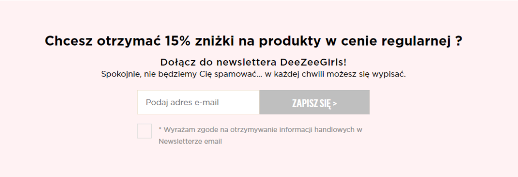 zapis do newslettera - przykład