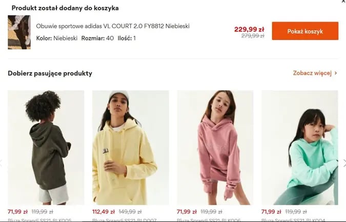 produkty cross-sell po dodaniu do koszyka