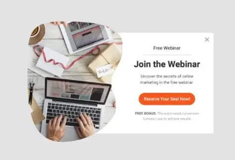 pop-up z zapisem na webinar