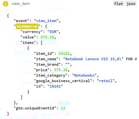 view_item data layer