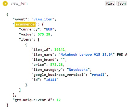 view_item data layer