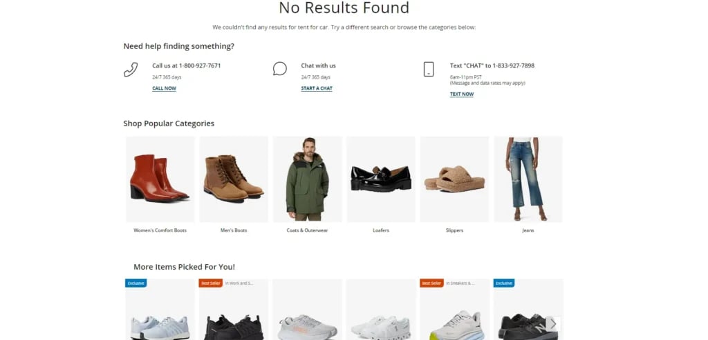 Zappos zarządzanie stroną bez wyników