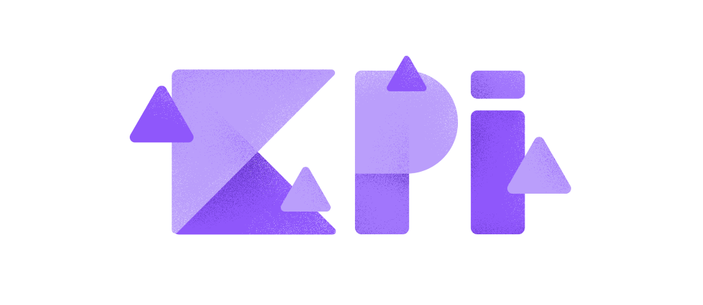 Violet KPI icon from squares and triangles