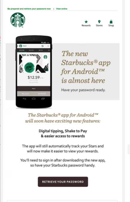 Starbusks - informacja o aplikacji mobilnej - marketing 