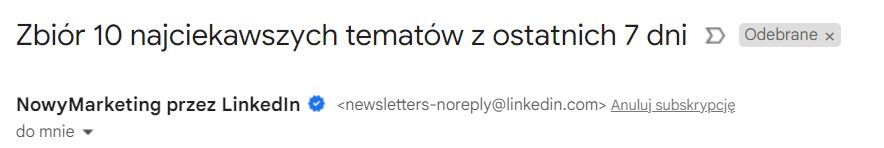 tytuł cyklicznego newsletteru 